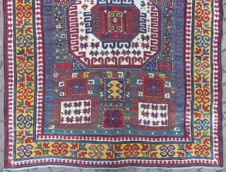 Antique Caucasian Karachov Kazak Rug, 7.3 x 5.7 ft, good condition, 19th Century. www.rugspecialist.com                   