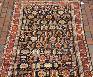 Northwest Persian Kurdish long rug with great colors. 4'4"X10' or 132X305 Cm. Rough sides and ends as shown. Will benefit from a good cleaning. All wool.       