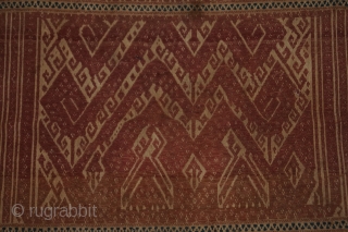 #rb066 a rare Komering Tampan ceremonial cloth from Lampung region south Sumatra Indonesia, late 19th century, Paminggir people handspun cotton natural dyes supplementary weft weave, good condition size: 42 cm x 46  ...