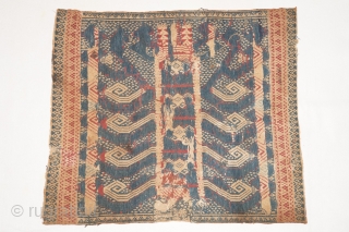 Rare Tampan red and blue ship ceremonial ship cloth Pasisir people Kalianda distict Lampung region Southern Sumatra Indonesia, handspun cotton natural dyes size: 50 m x 59 cm.     