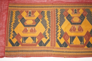 a very rare Palepai ceremonial ship cloth with  bands of ship forming tree of life motif, and ancestor believe as guardians at journey of life, pasisir people Lampung region southern Sumatra  ...