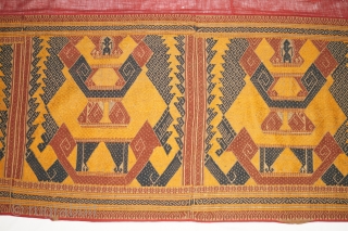 a very rare Palepai ceremonial ship cloth with  bands of ship forming tree of life motif, and ancestor believe as guardians at journey of life, pasisir people Lampung region southern Sumatra  ...