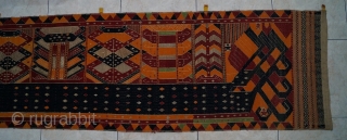 #rb005 a very large Palepai ceremonial (Ship cloth) from Lampung south Sumatra Indonesia, late 19th century supplementary weft weaving, home spun cotton, silk silver wrapped thread and natural dyes, good condition no  ...