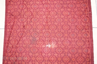#RB022 Selendang, woman ceremonial shoulder cloth Malay people Palembang region sumatra Indonesia, late 19th century silk weft ikat natural dyes supplementary weft weave, good condition with few small holes, size: 206 cm  ...