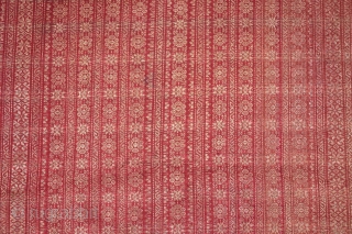 #RB023 Minangkabau male ceremonial sarong Minangkabau people west sumatra Indonesia, late 19th century silk gold threat natural dyes weft ikat supplementary weft weave, good condition with small holes, size: 120 cm x  ...