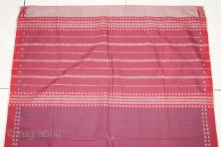 #rb025 Minangkabau female ceremonial shoulder cloth / head cloth, Minangkabau people west sumatra Indonesia, early 20th century silk gold threat natural dyes weft ikat supplementary weft weave, good condition, size: 212 cm  ...