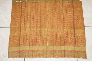 #RB036 Rare pesujutan sacred cloth, Sasak ritual cloth Sasak people Lombok island Indonesia, hanspun cotton silk natural dyes supplementary weft weave 19th century, fairly good condition with holes and re stitched please  ...