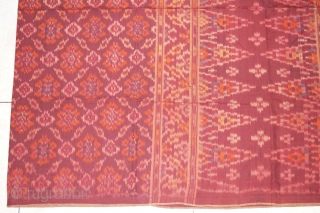 #RB 044 Rare Palembang ikat lemar sarong ceremonial cloth, malay people Palembang Sumatra Indonesia, late 19th century, cotton silk ikat supplementary weft weave natural dyes, good condition with holes please see picture  ...