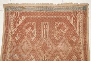 #RB048 A large Tampan ceremonial cloth from Lampung region south Sumatra Indonesia, Paminggir people handspun cotton natural dyes supplementary weft weave, good condition size: 62 cm x 72 cm    