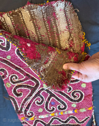 An antique Kirghiz namad / felt embroidered Ok bash, dating between late 19th century and early 1900's . These yurt / tent textiles were possibly tent pole covers for when the tribe  ...