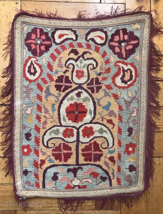 An exceptional antique Uzbek Shahrisabz ( Shahkhrsyabz ) silk embroidery dating to the 3rd quarter of 19th century. This excellent example of a very rare type is fully embroidered using fine silks  ...