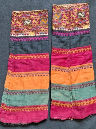 A fine pair of antique silk embroidered Uzbek sleeves from Afghanistan side of the border, dating to circa late 19th century /  early 1900’s. The edge of the sleeves are finished  ...