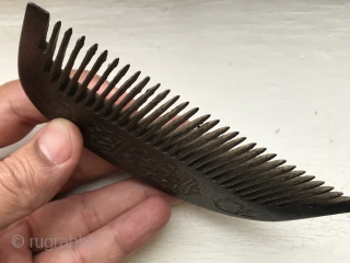 A rare Antique Persian Qajar dynasty inscribed wooden hair comb for women. It dates to the second half of 19th century and is an exquisite example. Such pieces were really made for  ...