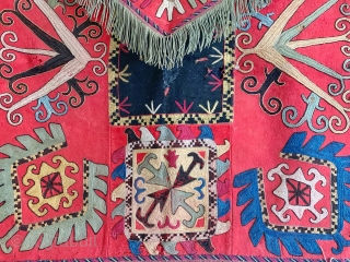 An exceptional antique Uzbek Lakai tribe silk embroidery known as Ilgich / Ayna Khalta. Dating to the 19th century, this is unquestionably one of the earliest, most coveted and unusual examples you  ...