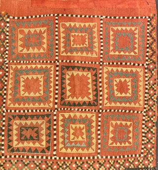 An excellent antique Uzbek Kungrat talismanic embroidery dating to the 3rd quarter of the 19th century. There is a distinct free flowing beauty to the embroideries of the Uzbek of Kungrat that  ...