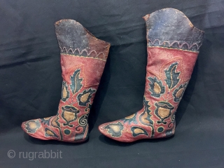 An exceptional antique Central Asian leather appliqué boots dating to the second half of the 19th century. This particular is relatively older than most one sees in the market and many of  ...