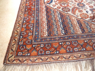 A rare white-ground Khamseh rug, with luminous natural colours. Second half 19th Century.  6'5" x 4'6" /196 x 138cm             