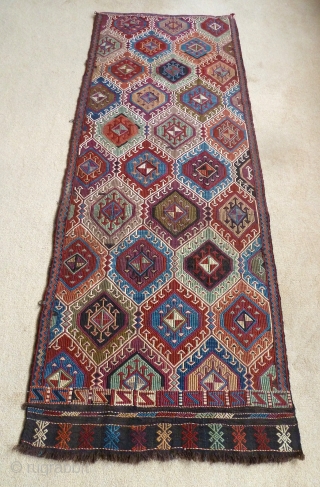 A superb mid-19thC. central or east Anatolian cicim brocade panel. 212 x 80cm                    