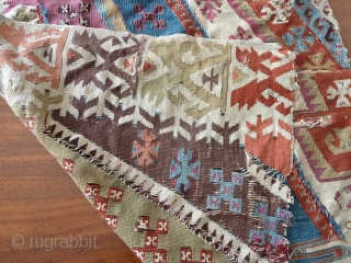 Wondrous colour! Old Anatolian kilim fragment, about 1m x 75cm.                       