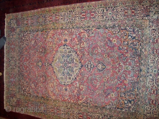 Persian Isfahan "Ahmed" Over 100 years low pile no repair except new fringes almost 4 * 7 ft               
