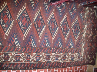 Turkmen Yamud 100 % wool on wool
7 * 10 ft vegetable Dyes Antique
perfect condition low pile collective Art               