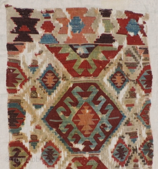 Early Anatolian kilim. This kilim is definitely an 18th century example possibly even predating the 18th century.  Certain colors and weave characteristics indicate this.  The kilim is pretty much all  ...