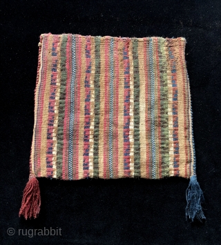 Andean Coca Bag.  A.D. 1000 - A.D. 1200.  Complete and in good condition. Cleaned and conserved.   Size: 9.25 x 8 inches.        