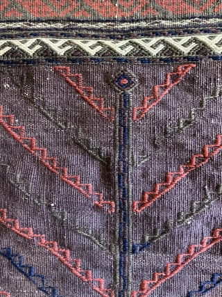 19th century double sided Baluch flat-woven bag. Size: 16.5 x 19 inches.  This is an unusual bag both for its format and design.  It is larger than most personal bags  ...