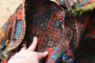 Antique Jaf Kurd Khorjin half with beautiful tree design kilim back. All natural dyes and good condition. One small patch near the lappets. Corner is folded inwards but all there, no crease  ...