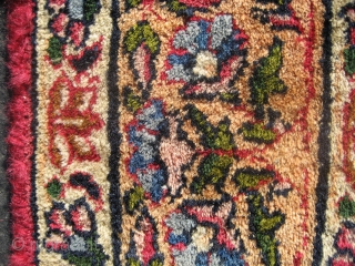 Kerman signed small rug 3' 0" x 5' 5"

Probably circa 1925-1935.  Great condition throughout.  I have had the edges  re-wrapped in places since the photos were taken.  The  ...