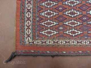 Up for sale is a nice 
Antique
Turkoman Bokhara
Hand Made Rug
Back face with Kilim
The approximate overall size is  45" X 32"
Soumak Weave part with kilim Backing
The design is highly desirable Bokhara pattern.
Medium  ...