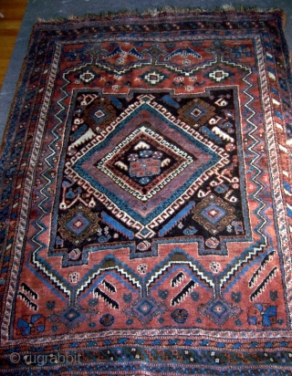 Afshar, 48" x 62".  Circa 1900.  Wool foundation, all natural dyes.  Good condition with good pile.  Some minor oxidation.  Very loose drawing.  Ends missing a few  ...