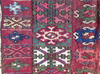 Antique 19th century Rabat Moroccan carpet fragment, 197 x 117 cm. Two ends of a carpet sewn together. USD 900.- johnbatki@gmail.com            