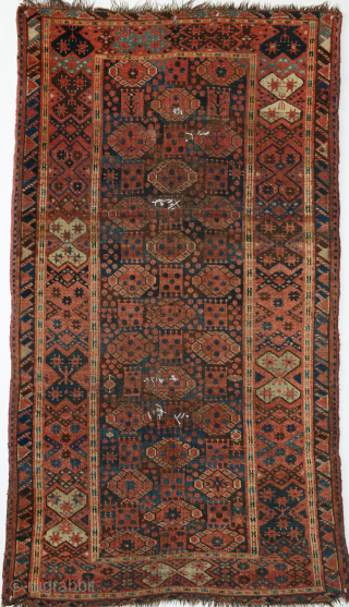 Antique 19th century Beshir small rug with stacked Guls, great greens. 130 x 185 cm. 51 x 73 in.   USD 850 plus shipping. Please check out my other antique Central  ...