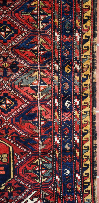 A 19th Century Kurdish rug. Piled in both silk and wool. Good pile. 300cm x 134cm                 