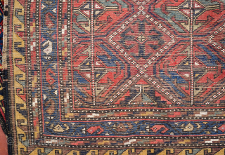 A 19th Century Kurdish rug. Piled in both silk and wool. Good pile. 300cm x 134cm                 