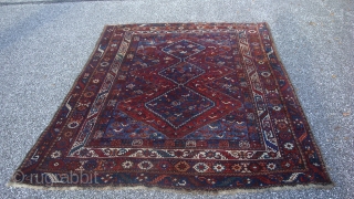 1st Q 20th century Southwest Persian Afshar or Khamseh rug.  Goat hair foundation.  Size 5'5'' x 6'10''.  Nice colors and minimal wear. Thick medium pile.     