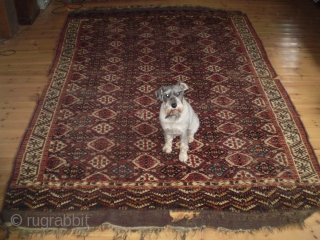 A fine, old Chodor 'Ertmen-gul' main carpet, Turkmenistan, probably mid 19th century.   355 x 235cm (11ft 8in x 7ft 8in).   Wonderful colours, lots of pile, but also uneven  ...