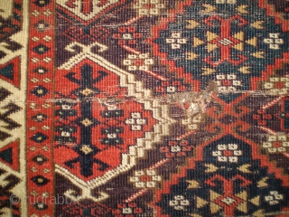 A fine, old Chodor 'Ertmen-gul' main carpet, Turkmenistan, probably mid 19th century.   355 x 235cm (11ft 8in x 7ft 8in).   Wonderful colours, lots of pile, but also uneven  ...