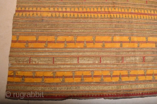 Very Rare Antique Yellow ground Sumatra Tapis with gold treads
missing some treads but still very decorative size aprox. 4.00ft x 3.40 ft
           