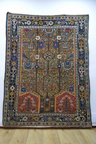 Gorgeous Antique Neyriz Patern Afshar 
100% Wool on wool foundation and Beautiful good Colors.. Size is 
 about 200 x 150 centimeters
spots of low area see picture 8  cleaned and washed  ...