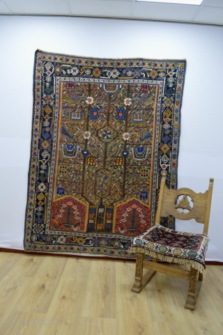 Gorgeous Antique Neyriz Patern Afshar 
100% Wool on wool foundation and Beautiful good Colors.. Size is 
 about 200 x 150 centimeters
spots of low area see picture 8  cleaned and washed  ...