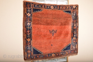 Fabulous Antique Fars Area Sofreh or small rug .
100% Natural Colors and soft lustrous wool ,washed and cleaned,
Ready to display on your beautiful wall..
size 89 x 82 centimeters.     