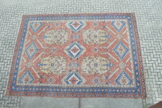 Wonderful and rare oversized West Anatolian wool on wool foundation antique rug made around 1890-1910 period 
Some spots of wear and slightly wear area due his age complete untouched condition Beautiful colours  ...
