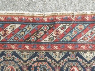 Beautyfull Antique Shirvan from the end of 19 th century.
Evenly low pile some places worn. but still good for decoration.
The colors are 100% natural dyed. Good Drawning and colors.
Size 143 x 99  ...