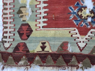 Central Anatolian (Konya—Ladik)  fragment Kilim Circa 19th
Size144x85Cm/4’9x2’10”/57x34inc                         