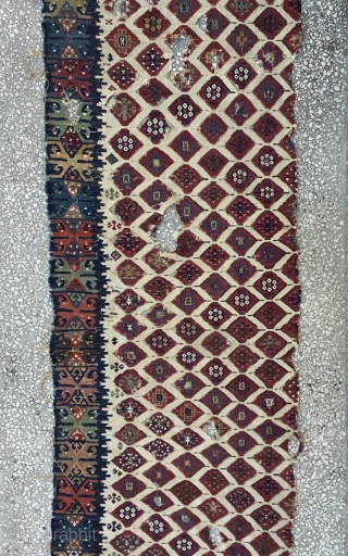 East Anatolian Kilim fragment, almost certainly Adana. 19th century. 
Size:254x81cm  / 8’4”x2’8”                    