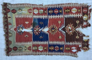 Central Anatolian (Konya—Ladik)  fragment Kilim Circa 19th
Size144x85Cm/4’9x2’10”/57x34inc                         