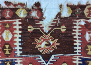 Central Anatolian (Konya—Ladik)  fragment Kilim Circa 19th
Size144x85Cm/4’9x2’10”/57x34inc                         