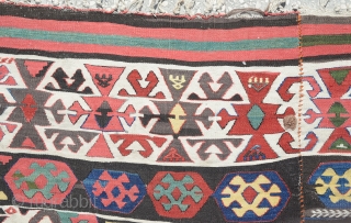 19th century Anatolian Konya kilim with beautiful colours from natural dyes,Size:347x167cm
 11'4"x5'7"                     